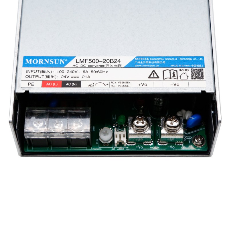 500W 48V 10.4A 80-264VAC/110-370VDC Switching Power Supply with PFC Function - LMF500-20B48 | StepperOnline UK