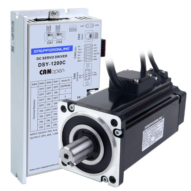 DSY Series 1000W CANopen DC Servo Motor 24-70VDC 3.20Nm w/ Brake 3000rpm 17-Bit Incremental Encoder IP65 - DSY-C1000L2B2-M17S | StepperOnline UK
