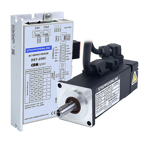 DSY Series 100W CANopen DC Servo Motor 24-70VDC 0.318Nm w/ Brake 3000rpm 17-Bit Incremental Encoder IP65 - DSY-C100L2B2-M17S | StepperOnline UK