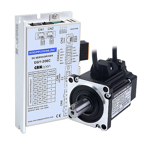 DSY Series 200W CANopen DC Servo Motor 24-70VDC 0.637Nm 3000rpm 17-Bit Incremental Encoder IP65 - DSY-C200L2A2-M17S | StepperOnline UK