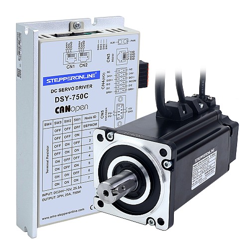 DSY Series 750W CANopen DC Servo Motor 24-70VDC 2.39Nm w/ Brake 3000rpm 17-Bit Incremental Encoder IP65 - DSY-C750L2B2-M17S | StepperOnline UK