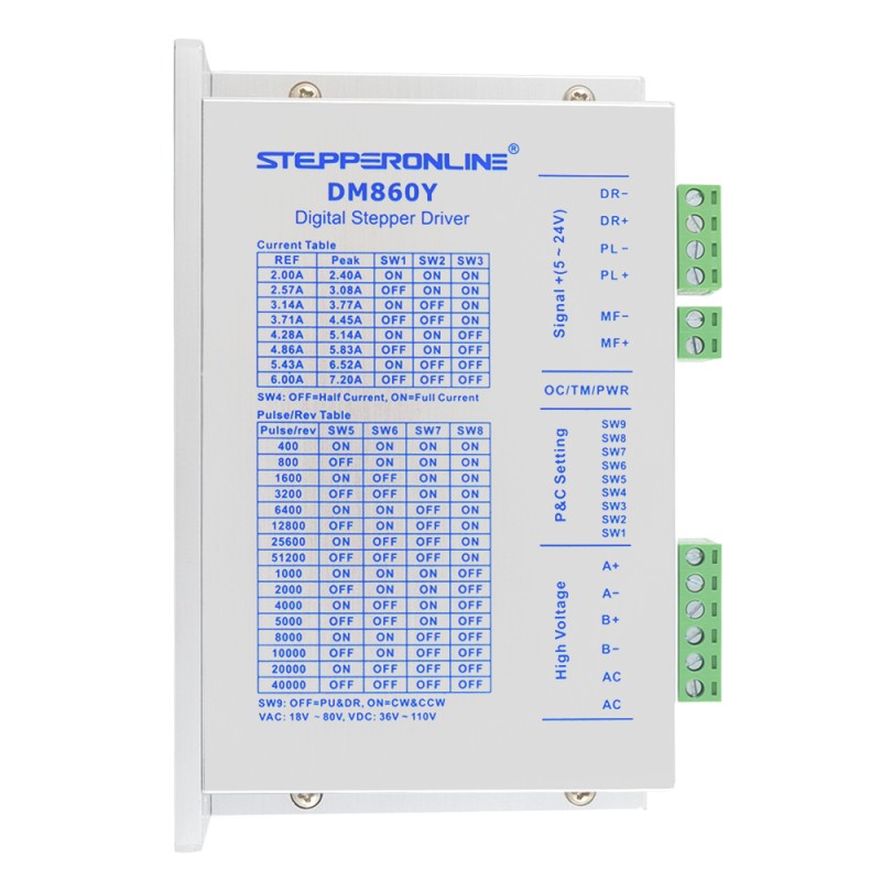YS Series 1 Axis Stepper CNC Kit 12.0Nm(1699.34oz.in) Nema 34 Stepper Motor & Driver & AC Transformer - 1-DM860Y-TR120 | StepperOnline UK