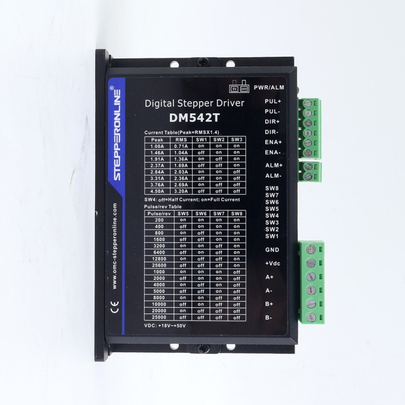 Digital Stepper Driver 1.0-4.5A 18-50VDC for Nema 17, 23, 24 Stepper Motor - DM542T | StepperOnline UK