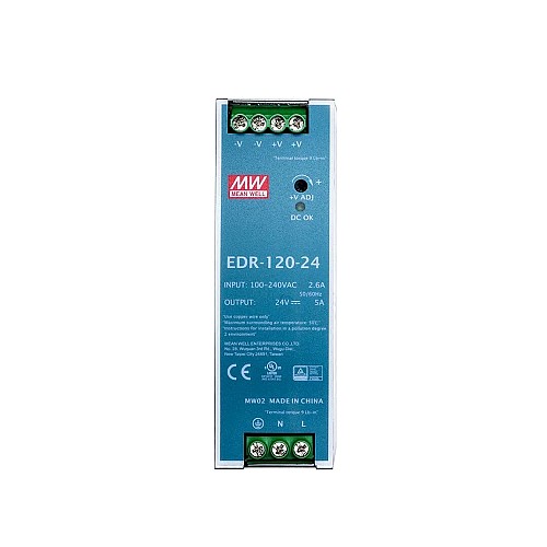 EDR-120-24 MEANWELL 120W 24VDC 5A 115/230VAC DIN Rail Power Supply - EDR-120-24 | StepperOnline UK