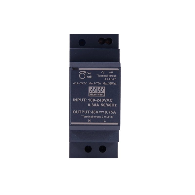 HDR-30-48 MEANWELL 36W 48VDC 0.75A 115/230VAC Ultra Slim Step Shape DIN Rail Power Supply - HDR-30-48 | StepperOnline UK