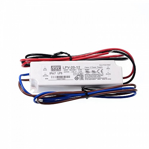 LPV-20-12 MEANWELL 20W 1.67A 12V Single Output Switching Power Supply - LPV-20-12 | StepperOnline UK