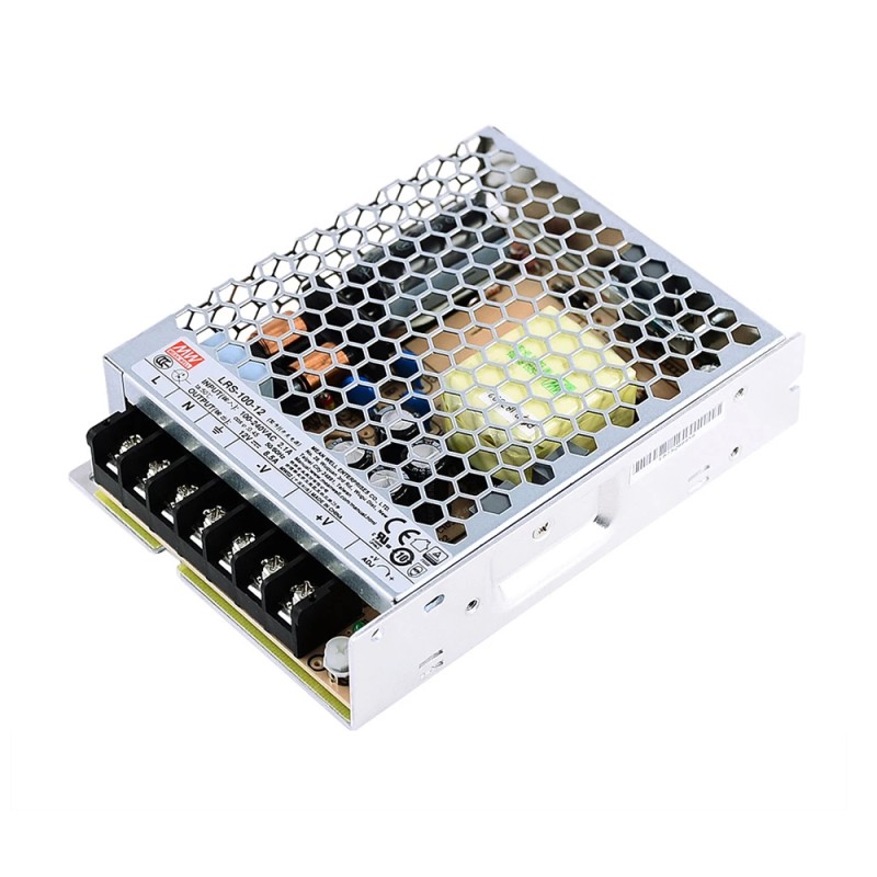 LRS-100-12 MEANWELL 100W 12VDC 8.5A 115/230VAC Enclosed Switching Power Supply - LRS-100-12 | StepperOnline UK