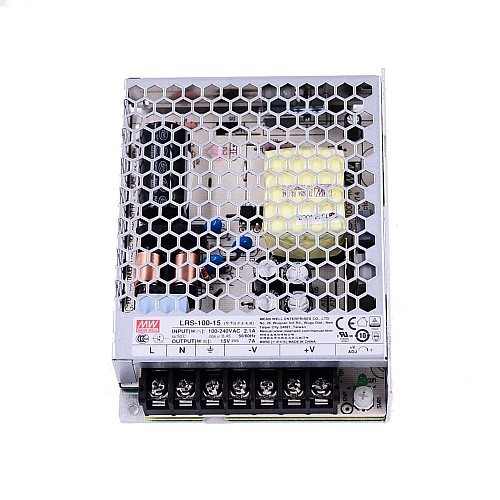 LRS-100-15  MEANWELL 105W 15VDC 7A 115/230VAC Enclosed Switching Power Supply - LRS-100-15 | StepperOnline UK