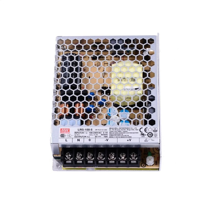 LRS-100-5 MEANWELL 100W 5VDC 18A 115/230VAC Enclosed Switching Power Supply - LRS-100-5 | StepperOnline UK