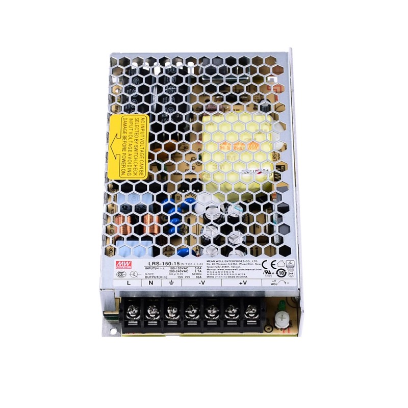 LRS-150-15 MEANWELL 150W 15VDC 10A 115/230VAC Enclosed Switching Power Supply - LRS-150-15 | StepperOnline UK