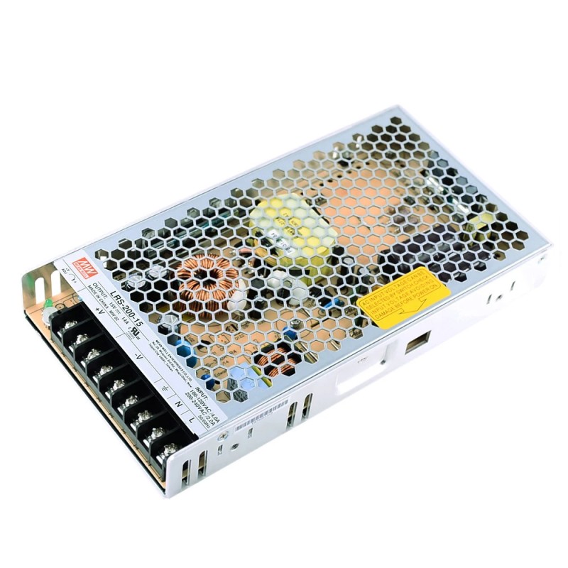 LRS-200-15 MEANWELL 210W 15VDC 14A 115/230VAC Enclosed Switching Power Supply - LRS-200-15 | StepperOnline UK
