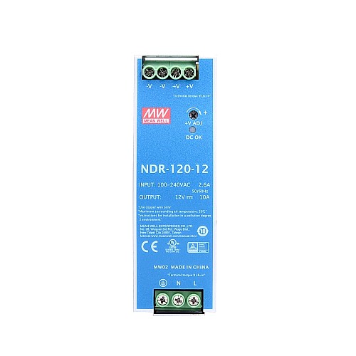 NDR-120-12 MEANWELL 120W 12VDC 10A 115/230VAC Single Output Industrial DIN RAIL - NDR-120-12 | StepperOnline UK