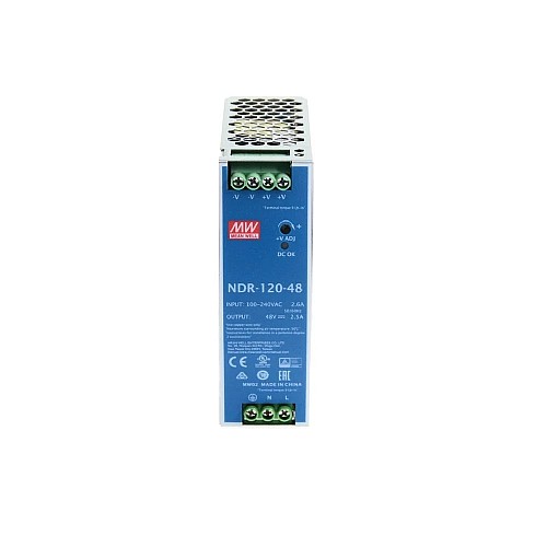 NDR-120-48 MEANWELL 120W 48VDC 2.5A 115/230VAC Single Output Industrial DIN RAIL - NDR-120-48 | StepperOnline UK