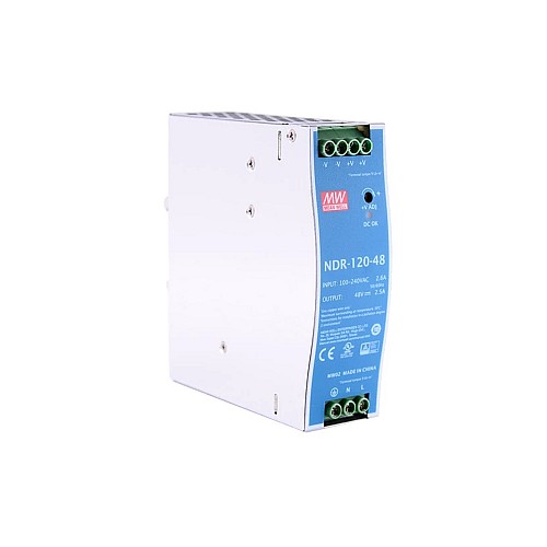 NDR-120-48 MEANWELL 120W 48VDC 2.5A 115/230VAC Single Output Industrial DIN RAIL - NDR-120-48 | StepperOnline UK