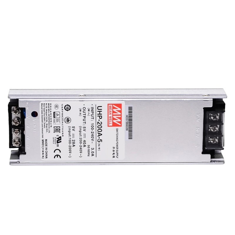UHP-200A-5 MEANWELL 200W 5VDC 40A 115/230VAC Slim Type With PFC Switching Power Supply - UHP-200A-5 | StepperOnline UK