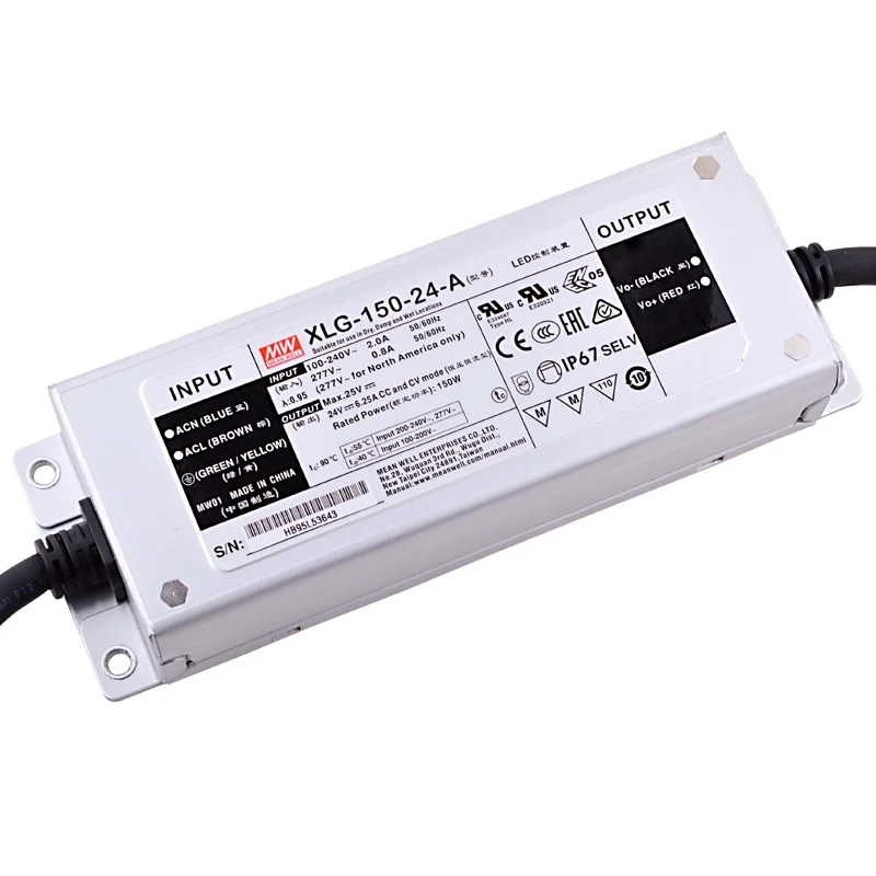 XLG-150-24-A MEANWELL 150W 24VDC 6.25A 115/230VAC Constant Power Mode LED Driver - XLG-150-24-A | StepperOnline UK