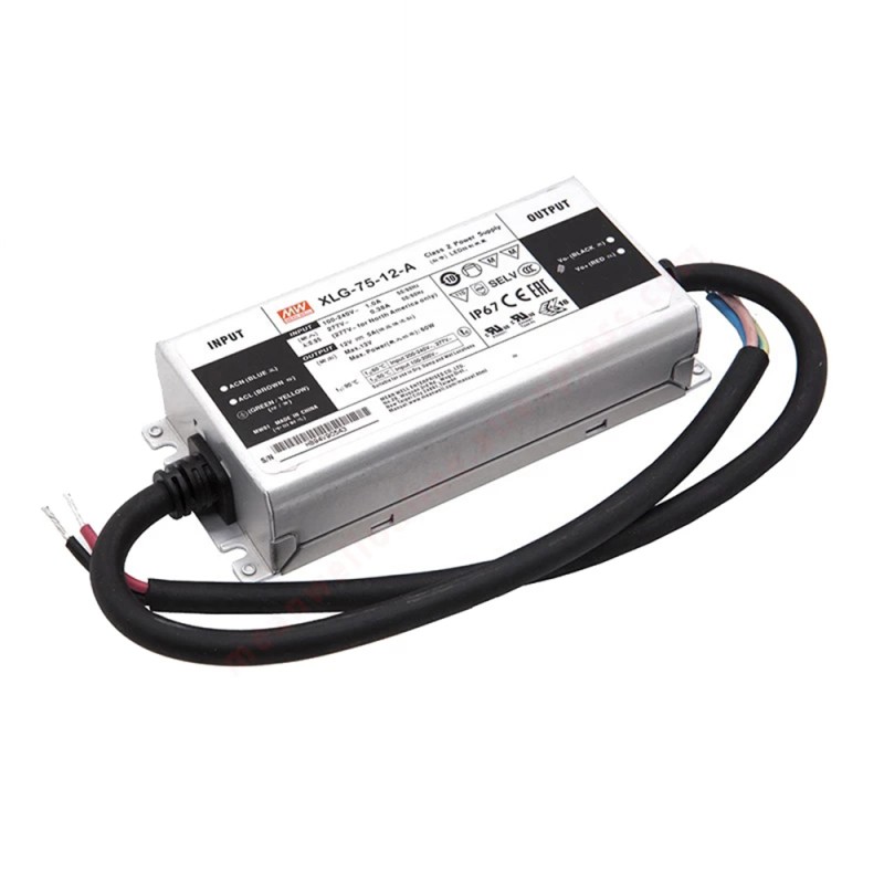 XLG-75-12-A MEANWELL 60W 12VDC 5A 115/230VAC Constant Power Mode LED Driver - XLG-75-12-A | StepperOnline UK