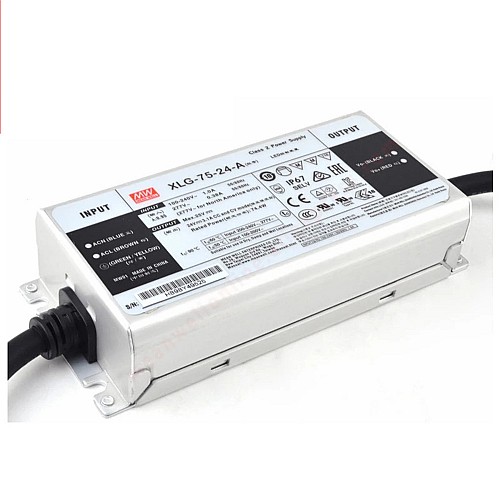 XLG-75-24-A MEANWELL 74.4W 24VDC 3.1A 115/230VAC Constant Power Mode LED Driver - XLG-75-24-A | StepperOnline UK