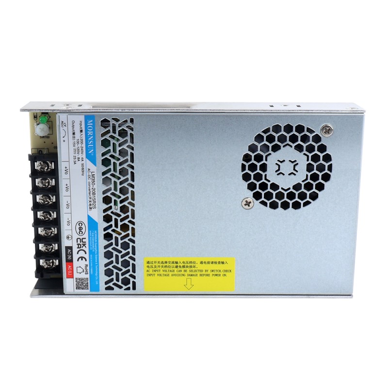 350W 15V 23.3A 90-132VAC/180-264VAC/240-370VDC Switching Power Supply - LM350-20B15R2S | StepperOnline UK