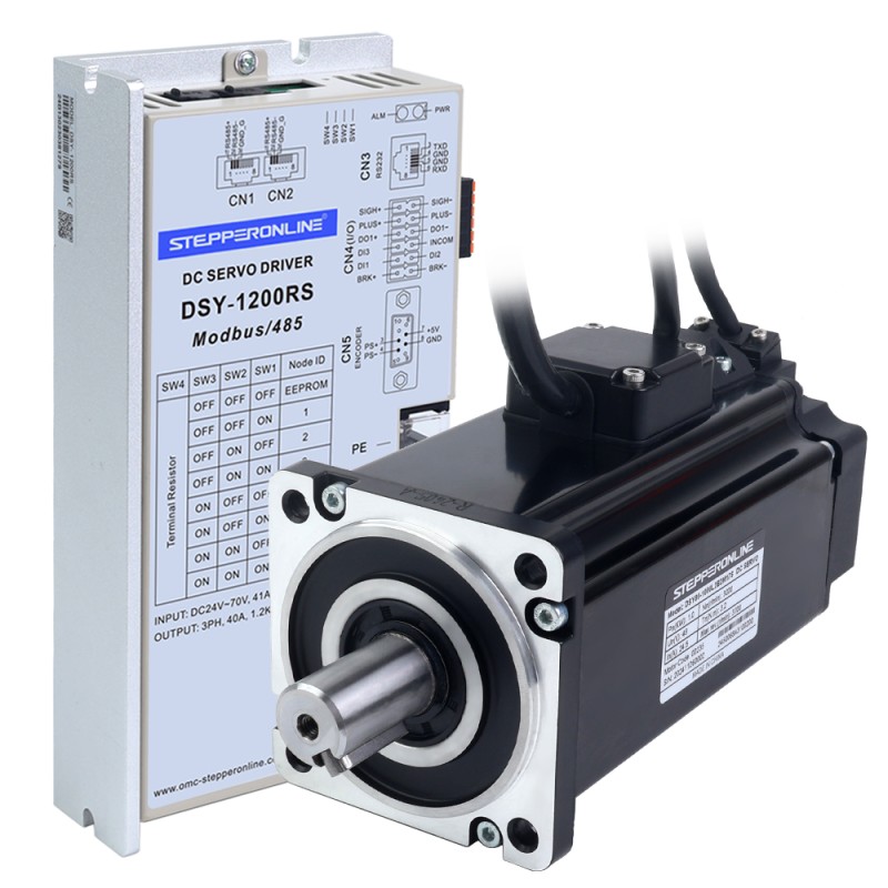 DSY Series 1000W RS485 DC Servo Motor 24-70VDC 3.20Nm w/ Brake 3000rpm 17-Bit Incremental Encoder IP65 - DSY-RS1000L2B2-M17S | StepperOnline UK