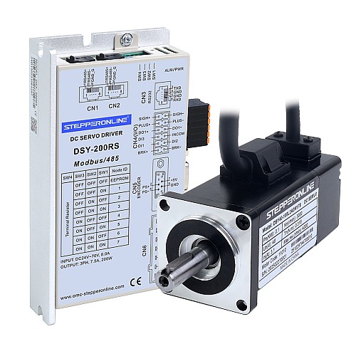 DSY Series 100W RS485 DC Servo Motor 24-70VDC 0.318Nm 3000rpm 17-Bit Incremental Encoder IP65 - DSY-RS100L2A2-M17S | StepperOnline UK