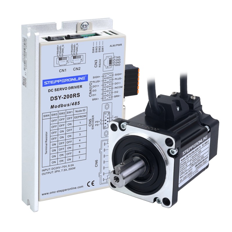 DSY Series 200W RS485 DC Servo Motor 24-70VDC 0.637Nm 3000rpm 17-Bit Incremental Encoder IP65 - DSY-RS200L2A2-M17S | StepperOnline UK