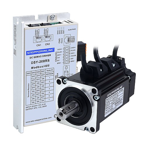DSY Series 200W RS485 DC Servo Motor 24-70VDC 0.637Nm w/ Brake 3000rpm 17-Bit Incremental Encoder IP65 - DSY-RS200L2B2-M17S | StepperOnline UK