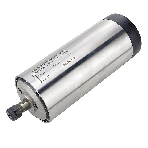 CNC Spindle Motor Air Cooled 220V 1.5KW 24000RPM 400Hz ER11 Collet - GDZ80F-1.5B4 | StepperOnline UK