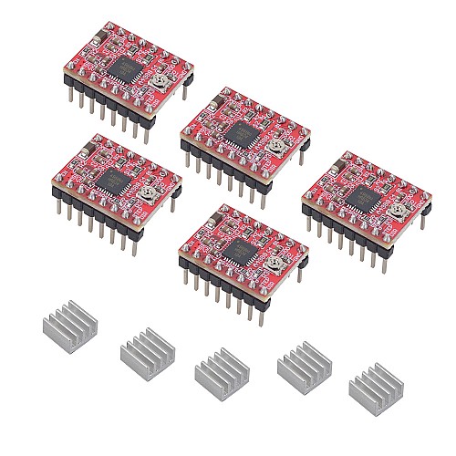A4988 Stepper Motor Driver Module with Heat Sink for 3d Printer Reprap (Pack of 5 Pcs) - 5-A4988 | StepperOnline UK