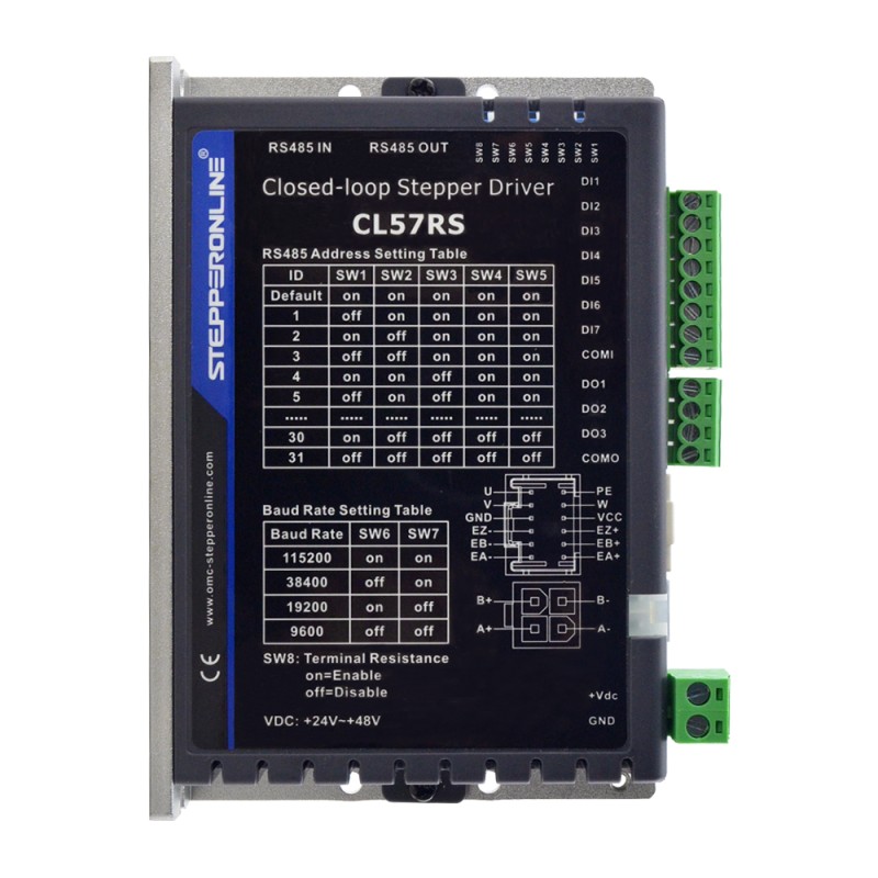 Modbus RS485 Closed Loop Stepper Motor Driver 0.1-7.0A 24-48VDC - CL57RS | StepperOnline UK