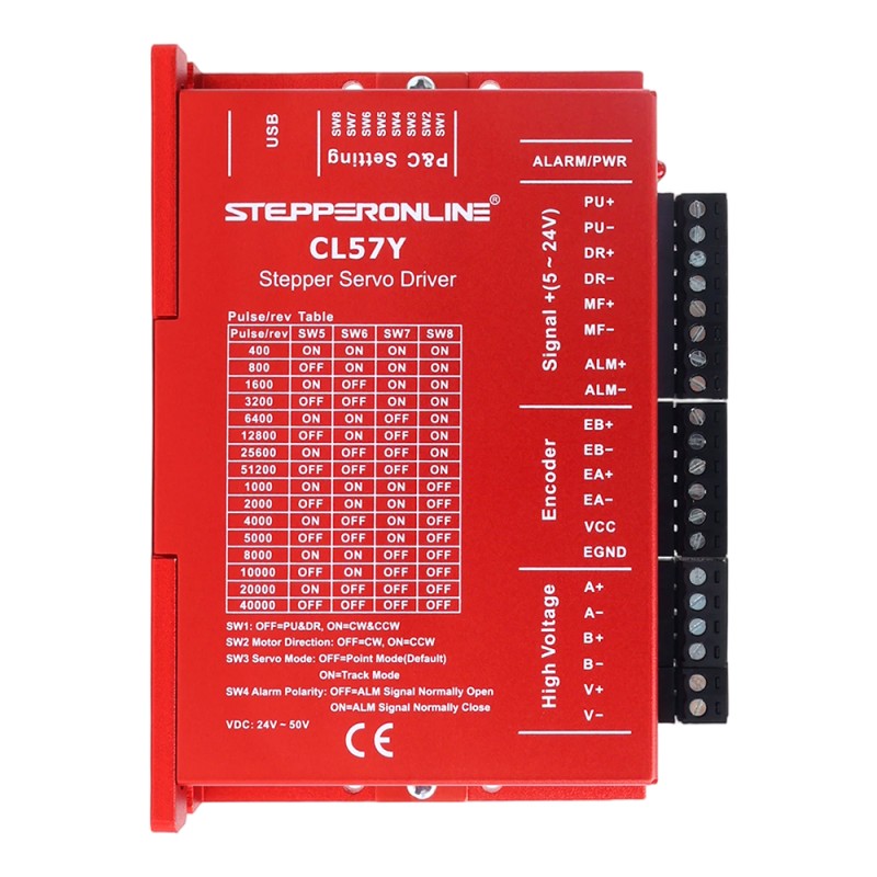 Y Series Closed Loop Stepper Driver 0-7.0A 24-50VDC for Nema 17, 23, 24 Stepper Motor - CL57Y | StepperOnline UK