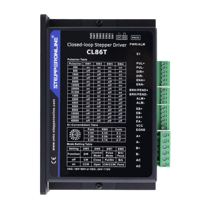 TS Series 4 Axis 9.0Nm(1274.5oz.in) Nema 34 Closed Loop Stepper Kit w/ Power Supply - 4-CLTS90-V41 | StepperOnline UK