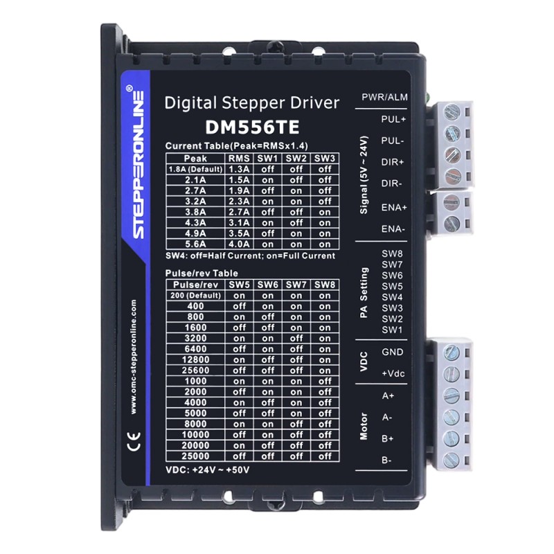 TES Series 1 Axis Stepper CNC Kit 3.4Nm(481.48oz.in) Nema 24 Stepper Motor & Driver DM556TE - 1-DM556TE-24HS39 | StepperOnline UK