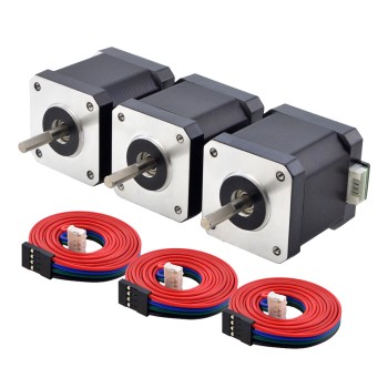 3pcs E Series Nema 17 Bipolar 55Ncm(77.88oz.in) 2A 42x42x48mm 4 Wires w/ 1m Cable & Connector