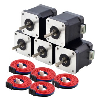 5pcs E Series Nema 17 Bipolar 55Ncm(77.88oz.in) 2A 42x42x48mm 4 Wires w/ 1m Cable & Connector