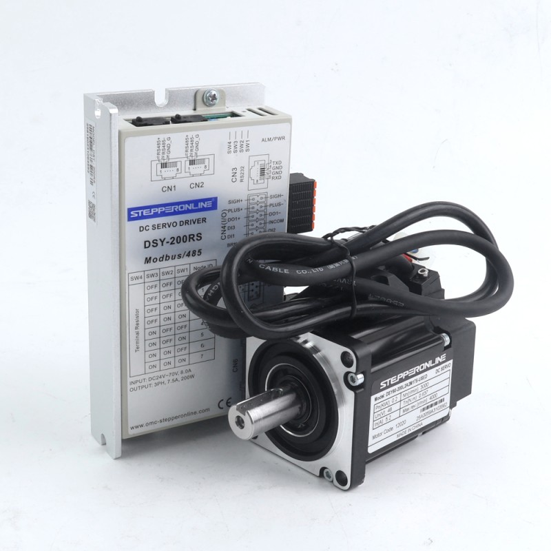 DSY Series 200W RS485 DC Servo Motor 24-70VDC 0.637Nm 3000rpm 17-Bit Incremental Encoder IP65 - DSY-RS200L2A2-M17S | StepperOnline UK