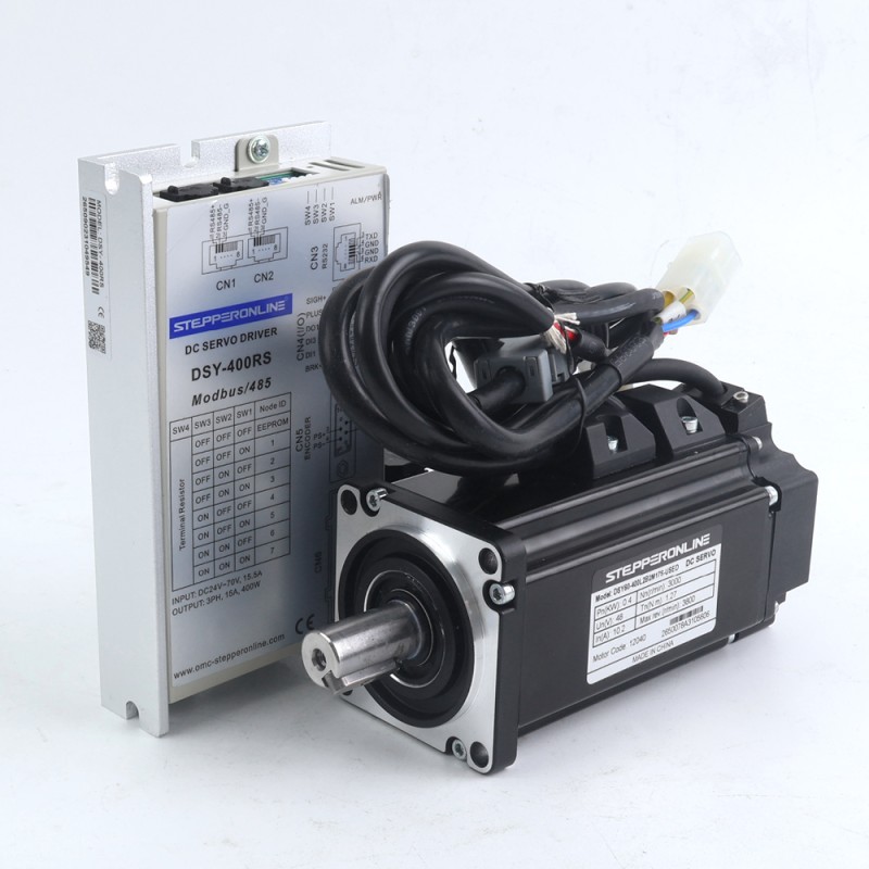 DSY Series 400W RS485 DC Servo Motor 24-70VDC 1.27Nm w/ Brake 3000rpm 17-Bit Incremental Encoder IP65 - DSY-RS400L2B2-M17S | StepperOnline UK