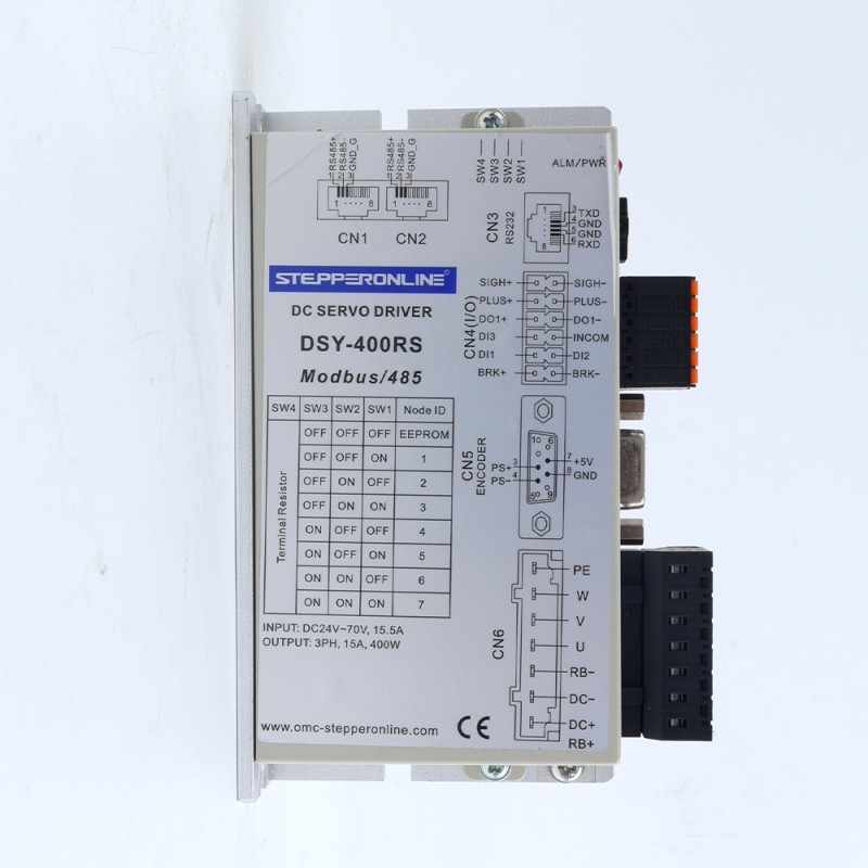 DSY Series 400W RS485 DC Servo Motor 24-70VDC 1.27Nm w/ Brake 3000rpm 17-Bit Incremental Encoder IP65 - DSY-RS400L2B2-M17S | StepperOnline UK
